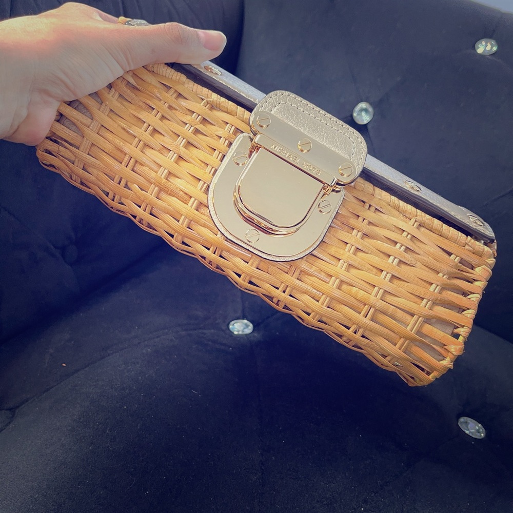 New Michael Kors Santorini Wicker Clutch